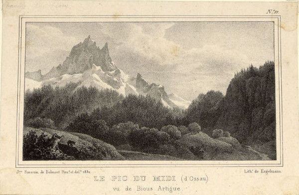 Le Pic du Midi vu de Bious-Artigue, par J. Sarazin de Belmont