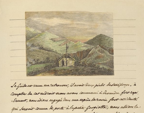 Cabaña de pastores, dibujo de A.-G. Houbigant