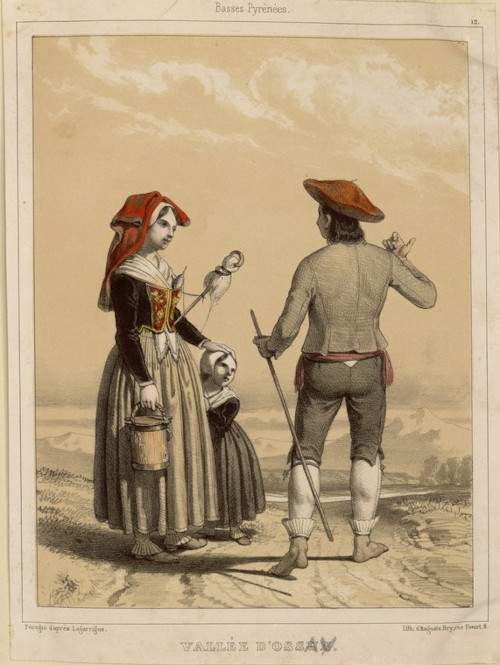 Illustrations du Journal de Houbigant, extraites de l'album Nouvelle suite de costume des Pyrénées, par Ferogio